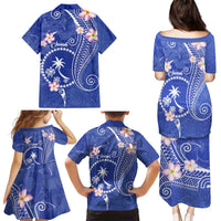 FSM Chuuk Constitution Day Family Matching Puletasi and Hawaiian Shirt Frangipani Flowers Polynesian Curves Style