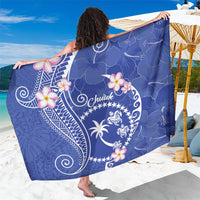 FSM Chuuk Constitution Day Sarong Frangipani Flowers Polynesian Curves Style LT14 One Size 44 x 66 inches Blue - Polynesian Pride
