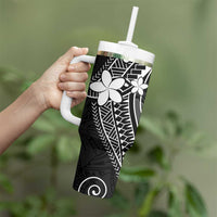 FSM Chuuk Tumbler With Handle Turtle Tropical Flowers Polynesian - Black