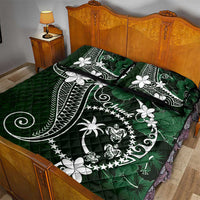 FSM Chuuk Quilt Bed Set Turtle Tropical Flowers Polynesian - Green LT14 - Polynesian Pride