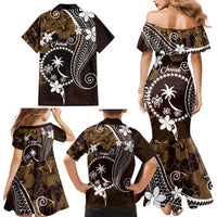FSM Chuuk Family Matching Mermaid Dress and Hawaiian Shirt Turtle Tropical Flowers Polynesian - Brown LT14 - Polynesian Pride