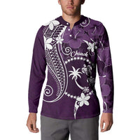 FSM Chuuk Button Sweatshirt Turtle Tropical Flowers Polynesian - Purple LT14 - Polynesian Pride