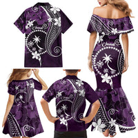 FSM Chuuk Family Matching Mermaid Dress and Hawaiian Shirt Turtle Tropical Flowers Polynesian - Purple LT14 - Polynesian Pride