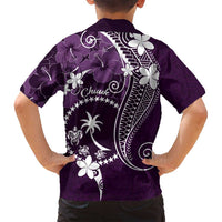 FSM Chuuk Family Matching Off Shoulder Maxi Dress and Hawaiian Shirt Turtle Tropical Flowers Polynesian - Purple LT14 - Polynesian Pride