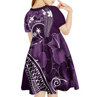 FSM Chuuk Kid Short Sleeve Dress Turtle Tropical Flowers Polynesian - Purple LT14 - Polynesian Pride
