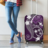 FSM Chuuk Luggage Cover Turtle Tropical Flowers Polynesian - Purple LT14 - Polynesian Pride