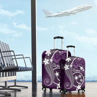 FSM Chuuk Luggage Cover Turtle Tropical Flowers Polynesian - Purple LT14 - Polynesian Pride