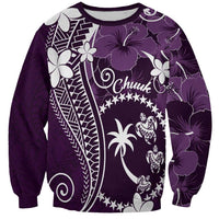 FSM Chuuk Sweatshirt Turtle Tropical Flowers Polynesian - Purple LT14 Unisex Purple - Polynesian Pride