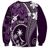 FSM Chuuk Sweatshirt Turtle Tropical Flowers Polynesian - Purple LT14 - Polynesian Pride