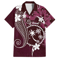 FSM Chuuk Family Matching Off Shoulder Maxi Dress and Hawaiian Shirt Turtle Tropical Flowers Polynesian - Pink LT14 Dad's Shirt - Short Sleeve Pink - Polynesian Pride