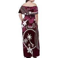 FSM Chuuk Family Matching Off Shoulder Maxi Dress and Hawaiian Shirt Turtle Tropical Flowers Polynesian - Pink LT14 - Polynesian Pride