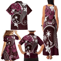 FSM Chuuk Family Matching Tank Maxi Dress and Hawaiian Shirt Turtle Tropical Flowers Polynesian - Pink LT14 - Polynesian Pride