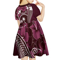 FSM Chuuk Kid Short Sleeve Dress Turtle Tropical Flowers Polynesian - Pink LT14 - Polynesian Pride
