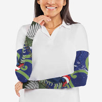 Personalized New Zealand Pukeko Christmas Arm Sleeves Meri Kirihimete Taniko Ponga Koru Blue - Polynesian Pride