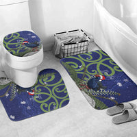 Personalized New Zealand Pukeko Christmas Bathroom Set Meri Kirihimete Taniko Ponga Koru Blue - Polynesian Pride