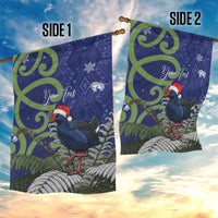 Personalized New Zealand Pukeko Christmas Garden Flag Meri Kirihimete Taniko Ponga Koru Blue - Polynesian Pride