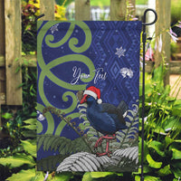 Personalized New Zealand Pukeko Christmas Garden Flag Meri Kirihimete Taniko Ponga Koru Blue - Polynesian Pride