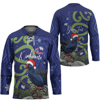 Personalized New Zealand Pukeko Christmas Hockey Jersey Meri Kirihimete Taniko Ponga Koru Blue - Polynesian Pride