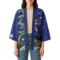 Personalized New Zealand Pukeko Christmas Kimono Meri Kirihimete Taniko Ponga Koru Blue - Polynesian Pride
