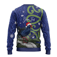 Personalized New Zealand Pukeko Christmas Ugly Christmas Sweater Meri Kirihimete Taniko Ponga Koru Blue - Polynesian Pride