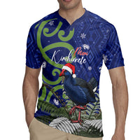 Personalized New Zealand Pukeko Christmas Rugby Jersey Meri Kirihimete Taniko Ponga Koru Blue - Polynesian Pride