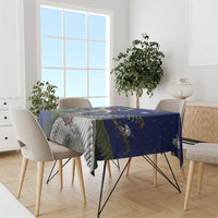 Personalized New Zealand Pukeko Christmas Tablecloth Meri Kirihimete Taniko Ponga Koru Blue - Polynesian Pride