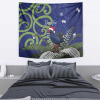Personalized New Zealand Pukeko Christmas Tapestry Meri Kirihimete Taniko Ponga Koru Blue - Polynesian Pride