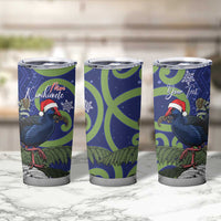 Personalized New Zealand Pukeko Christmas Tumbler Cup Meri Kirihimete Taniko Ponga Koru Blue - Polynesian Pride