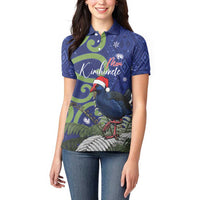 Personalized New Zealand Pukeko Christmas Women Polo Shirt Meri Kirihimete Taniko Ponga Koru Blue LT14 - Polynesian Pride