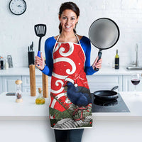 Personalized New Zealand Pukeko Christmas Apron Meri Kirihimete Taniko Ponga Koru Red - Polynesian Pride