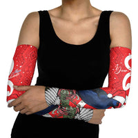 Personalized New Zealand Pukeko Christmas Arm Sleeves Meri Kirihimete Taniko Ponga Koru Red - Polynesian Pride