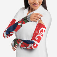 Personalized New Zealand Pukeko Christmas Arm Sleeves Meri Kirihimete Taniko Ponga Koru Red - Polynesian Pride