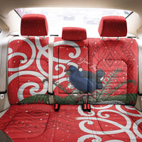 Personalized New Zealand Pukeko Christmas Back Car Seat Cover Meri Kirihimete Taniko Ponga Koru Red - Polynesian Pride