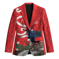 Personalized New Zealand Pukeko Christmas Blazer Meri Kirihimete Taniko Ponga Koru Red - Polynesian Pride