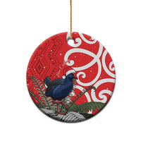 Personalized New Zealand Pukeko Christmas Ceramic Ornament Meri Kirihimete Taniko Ponga Koru Red - Polynesian Pride