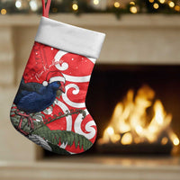 Personalized New Zealand Pukeko Christmas Stocking Meri Kirihimete Taniko Ponga Koru Red - Polynesian Pride