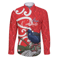 Personalized New Zealand Pukeko Christmas Family Matching Puletasi and Hawaiian Shirt Meri Kirihimete Taniko Ponga Koru Red - Polynesian Pride