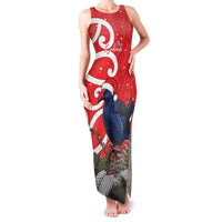 Personalized New Zealand Pukeko Christmas Family Matching Tank Maxi Dress and Hawaiian Shirt Meri Kirihimete Taniko Ponga Koru Red - Polynesian Pride