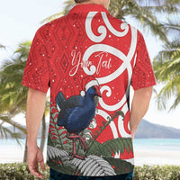Personalized New Zealand Pukeko Christmas Hawaiian Shirt Meri Kirihimete Taniko Ponga Koru Red - Polynesian Pride
