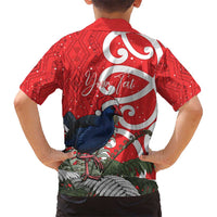 Personalized New Zealand Pukeko Christmas Hawaiian Shirt Meri Kirihimete Taniko Ponga Koru Red - Polynesian Pride