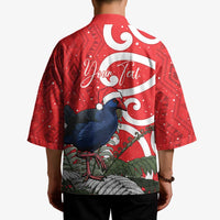 Personalized New Zealand Pukeko Christmas Kimono Meri Kirihimete Taniko Ponga Koru Red - Polynesian Pride
