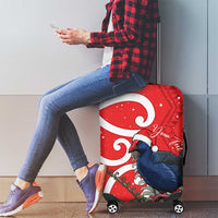 Personalized New Zealand Pukeko Christmas Luggage Cover Meri Kirihimete Taniko Ponga Koru Red - Polynesian Pride