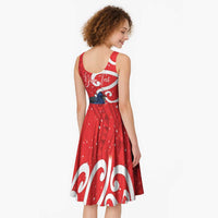Personalized New Zealand Pukeko Christmas Midi Dress Meri Kirihimete Taniko Ponga Koru Red - Polynesian Pride