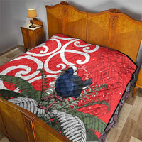 Personalized New Zealand Pukeko Christmas Quilt Meri Kirihimete Taniko Ponga Koru Red - Polynesian Pride