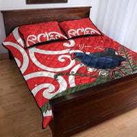 Personalized New Zealand Pukeko Christmas Quilt Bed Set Meri Kirihimete Taniko Ponga Koru Red - Polynesian Pride