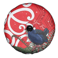 Personalized New Zealand Pukeko Christmas Spare Tire Cover Meri Kirihimete Taniko Ponga Koru Red - Polynesian Pride