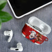 Personalized New Zealand Sheep Christmas AirPods Case Hipi Meri Kirihimete Silver Fern Xmas Tree - Polynesian Pride