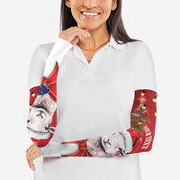 Personalized New Zealand Sheep Christmas Arm Sleeves Hipi Meri Kirihimete Silver Fern Xmas Tree - Polynesian Pride