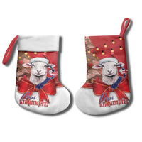 Personalized New Zealand Sheep Christmas Stocking Hipi Meri Kirihimete Silver Fern Xmas Tree - Polynesian Pride