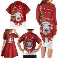 Personalized New Zealand Sheep Christmas Family Matching Long Sleeve Bodycon Dress and Hawaiian Shirt Hipi Meri Kirihimete Silver Fern Xmas Tree - Polynesian Pride